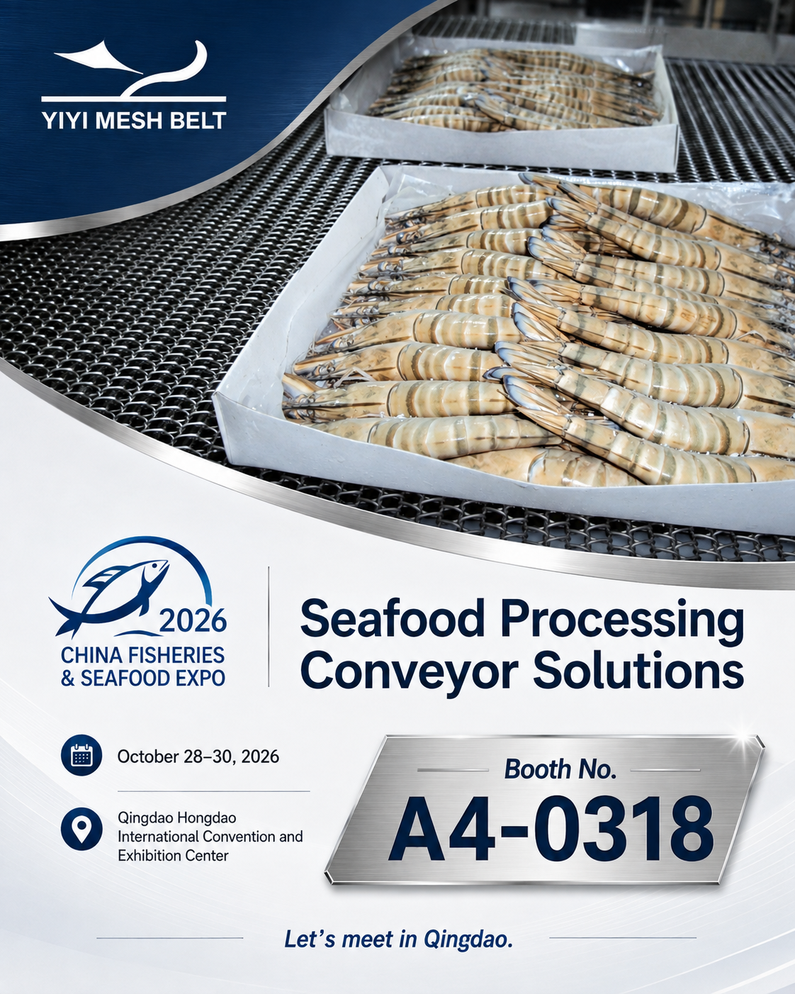 YIYI Mesh Belt at China Fisheries & Seafood Expo 2026, Qingdao, booth A4-0318