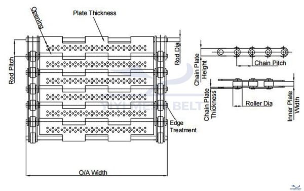 Chain Plate / Plate Link Belt dimensional drawing
