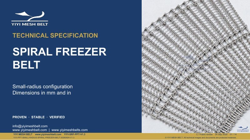 Small Radius Spiral Freezer Belt Technical Specification – YIYI Mesh Belt