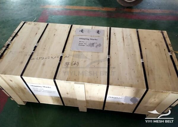 Eye Link Belt packed in a wooden crate