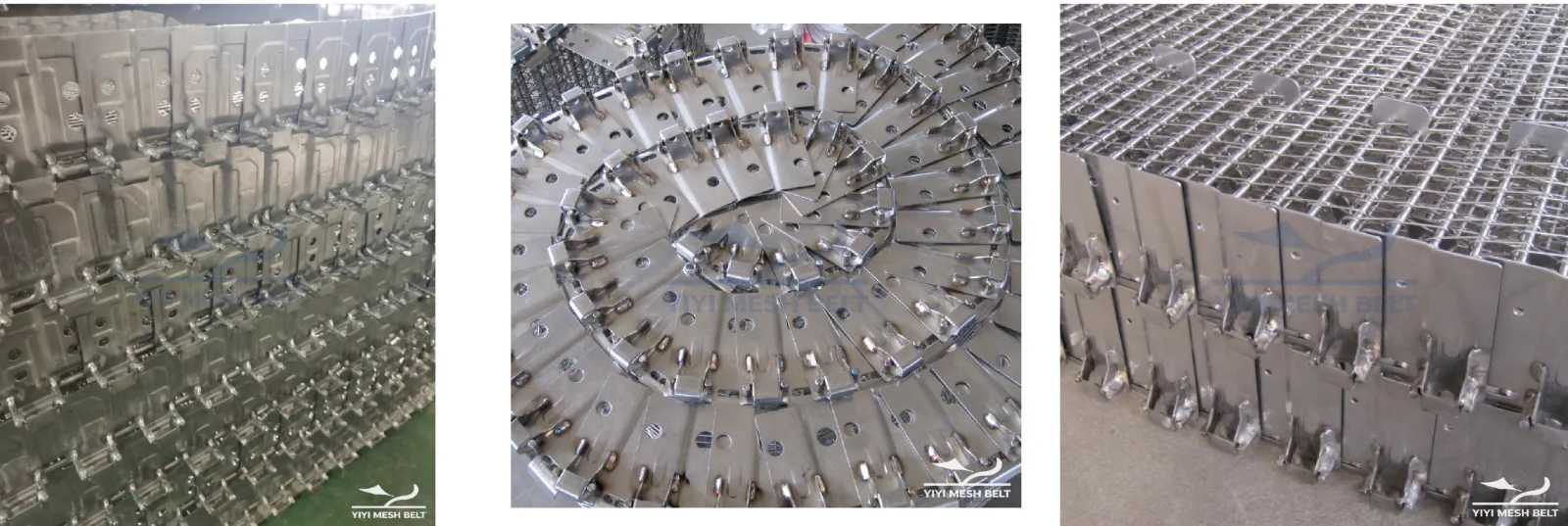 YIYI Mesh Belt self-stacking belt edge construction and side plate connection details at final inspection