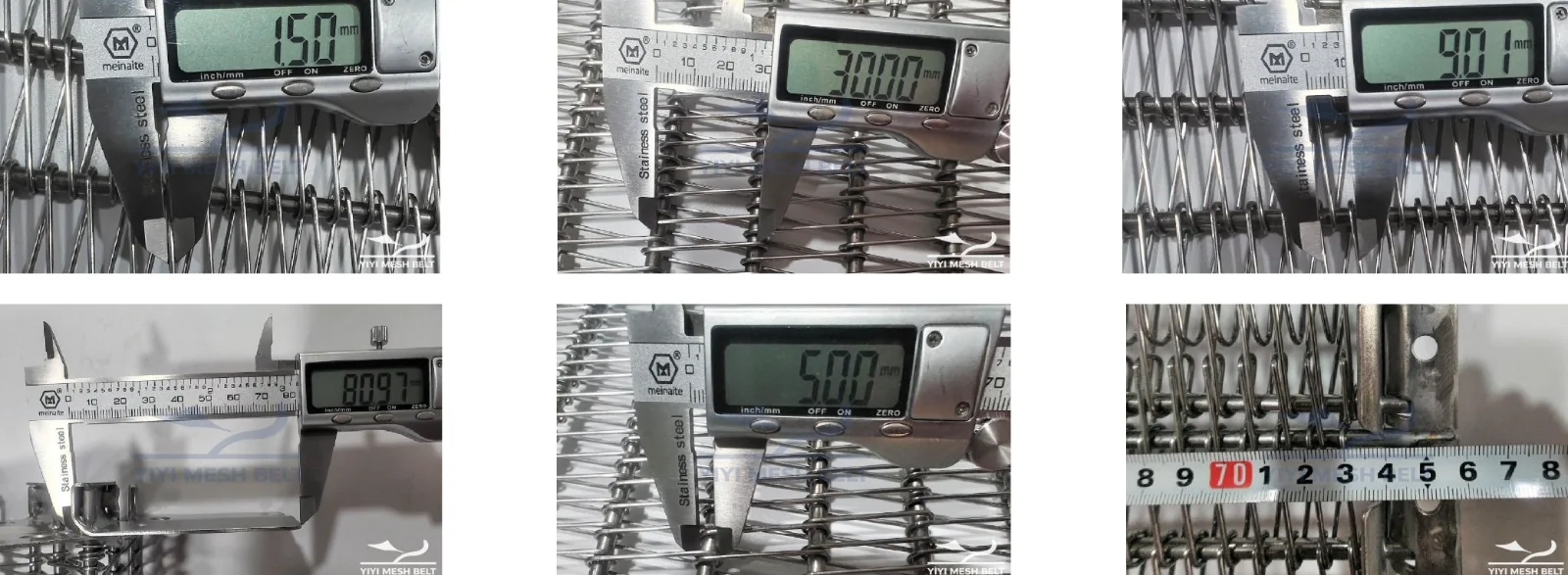YIYI Mesh Belt self-stacking belt trial section during first-article inspection before mass production