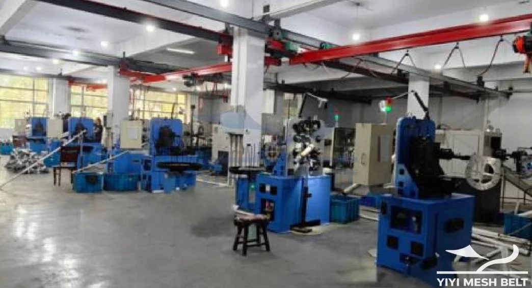 YIYI Mesh Belt production workshop in Ningjin, where self-stacking belts are built to approved drawings