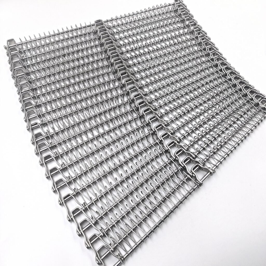 Small Radius Spiral Freezer Belt cross rods and edge in a compact turn