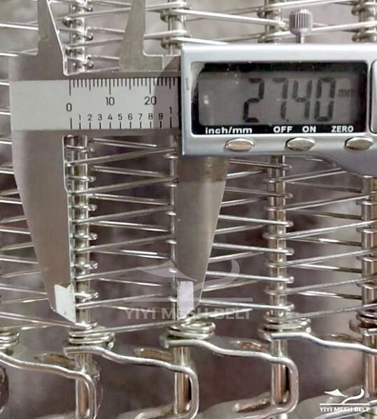 Spiral Freezer Belt pitch 27.4 mm / 1.079 in measured