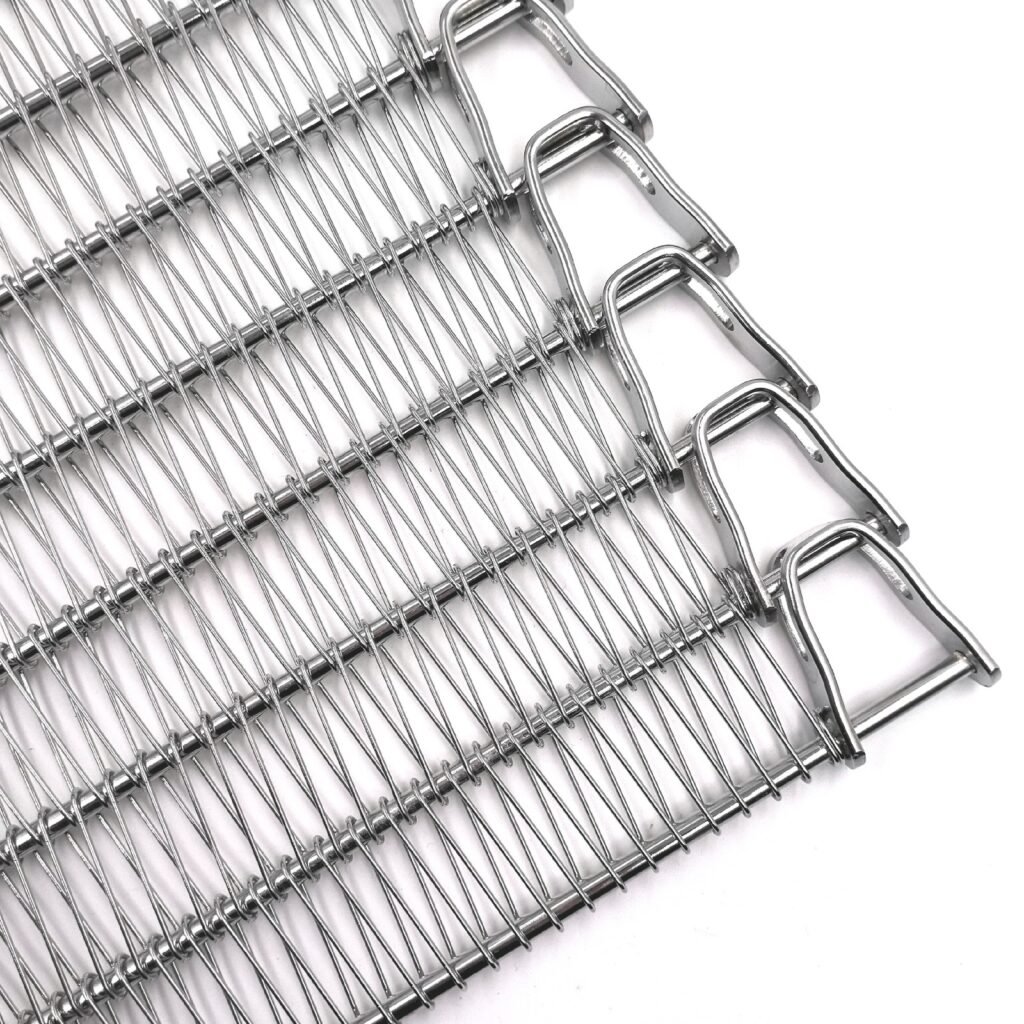 Formed edge links and welded rod ends on a stainless steel spiral freezer belt by YIYI Mesh Belt